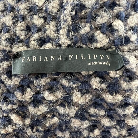 Fabiana Filippi Brown Wool Silk Cashmere Shawl Texture Open Sweater Sz 38 XXS - Picture 7 of 10